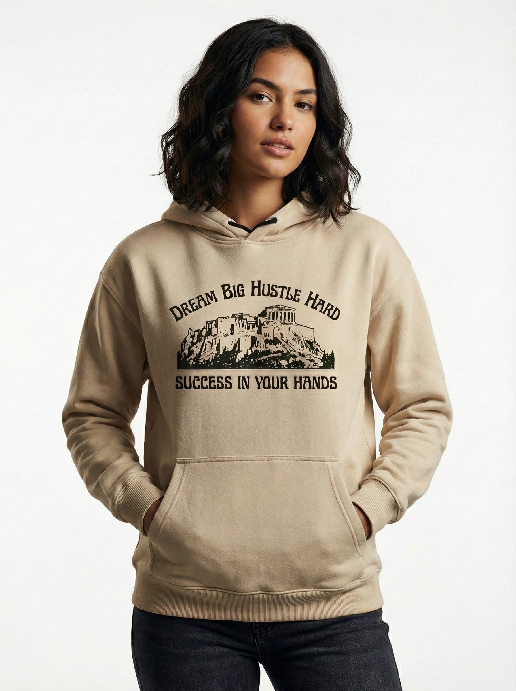 Drop Shoulder Hoodie - Premium Light Beige (450 GSM)