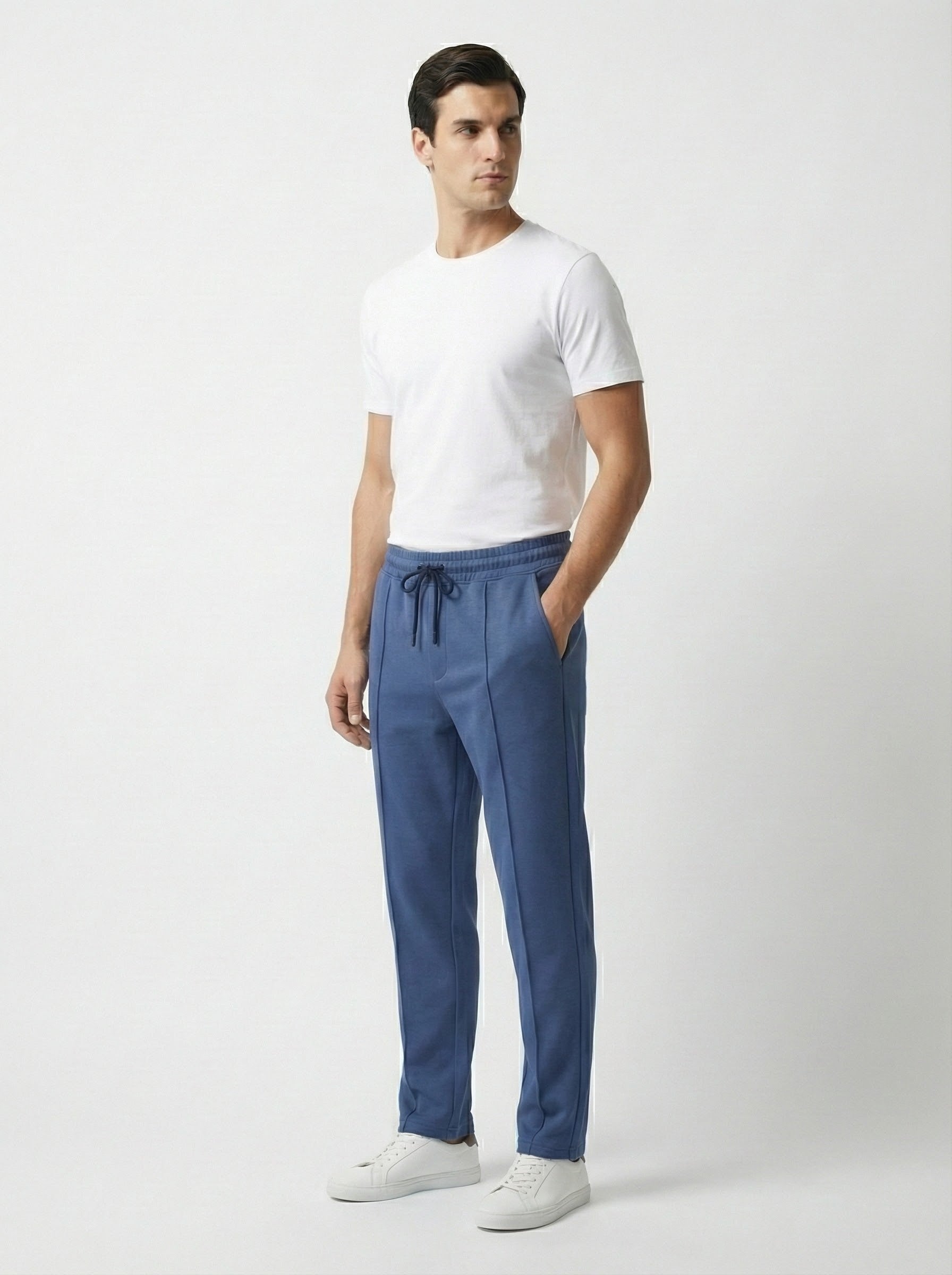 Royal Blue Cotton Fleece Winter Trousers – Relaxed Fit