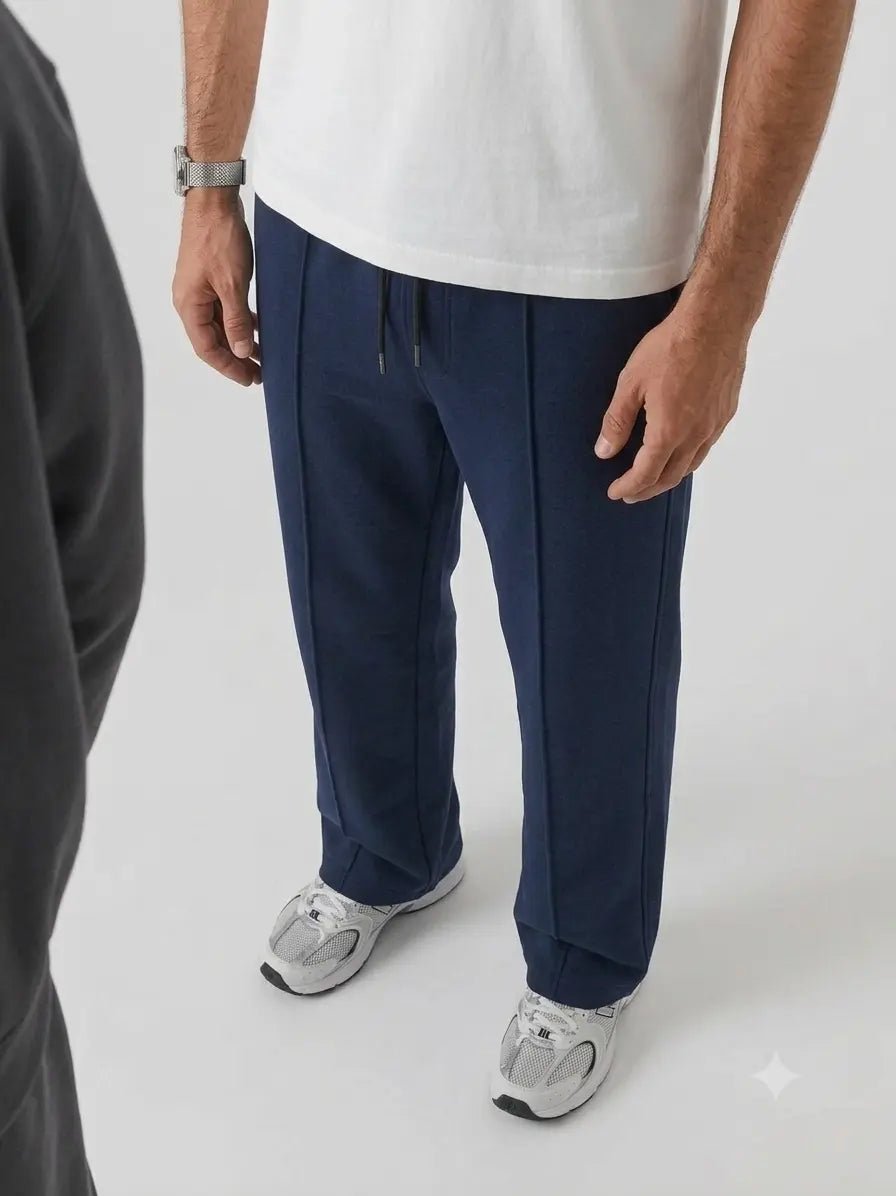Premium Pure Cotton Baggy Navy-Blue Straight-Fit Trousers - Swanah.Store