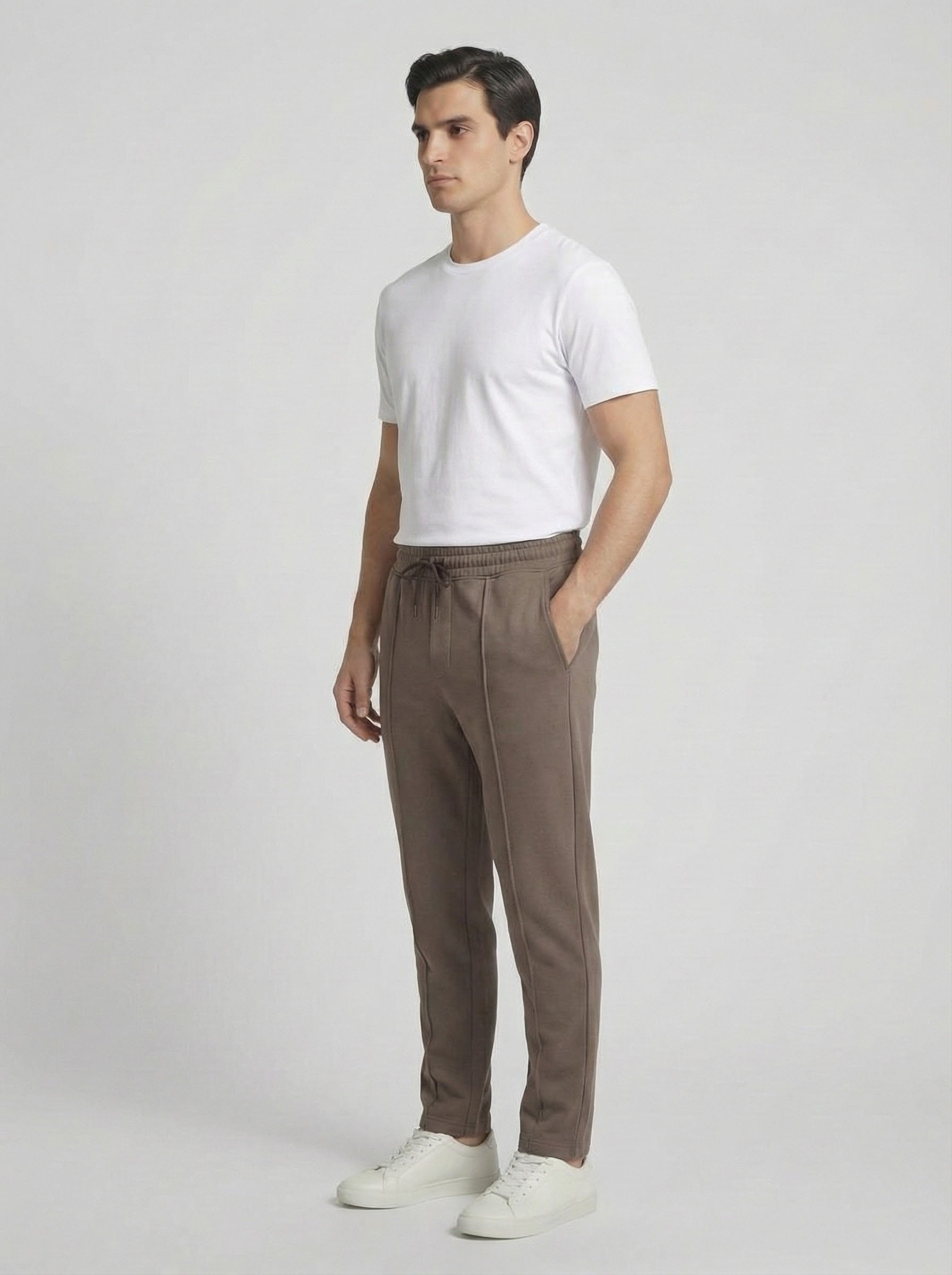 Brown Cotton Fleece Winter Trousers – Relaxed Fit