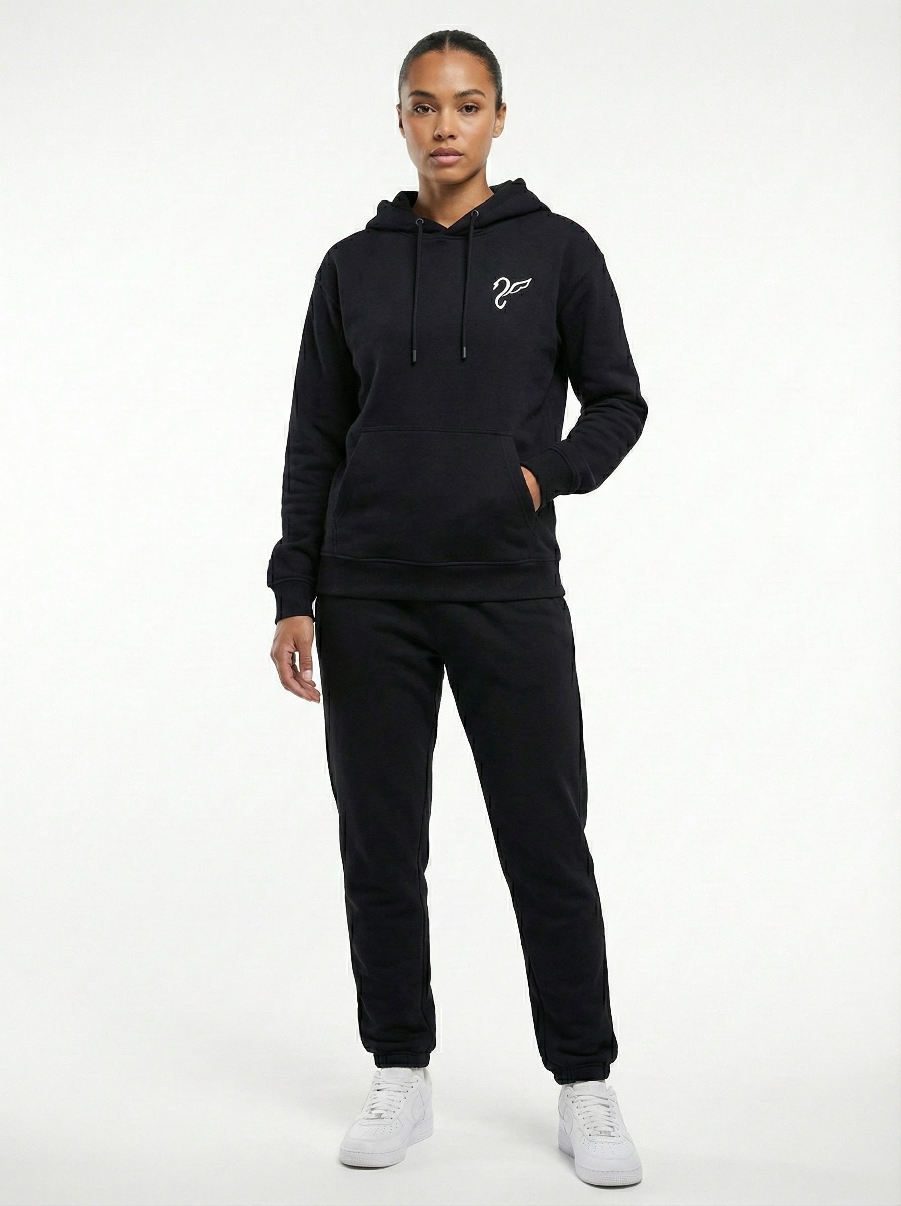 Black Drop Shoulder Hoodie -  Back Graphic Pullover(300 GSM)