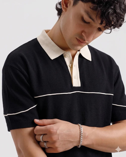 Classic Old Money Polo Black - Swanah.Store