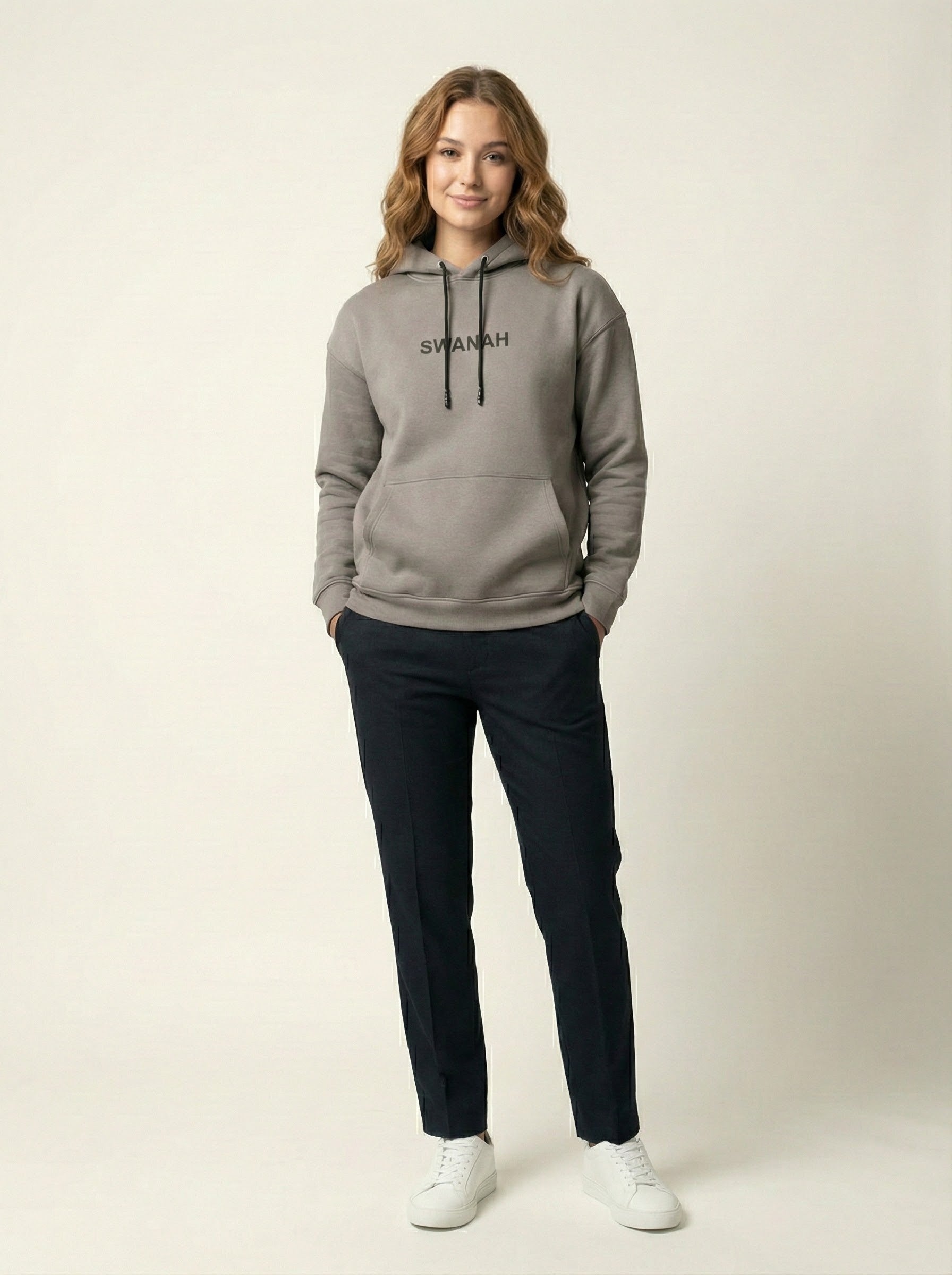 Premium SWANAH DropShoulder Hoodie - Ash Grey (450 GSM)