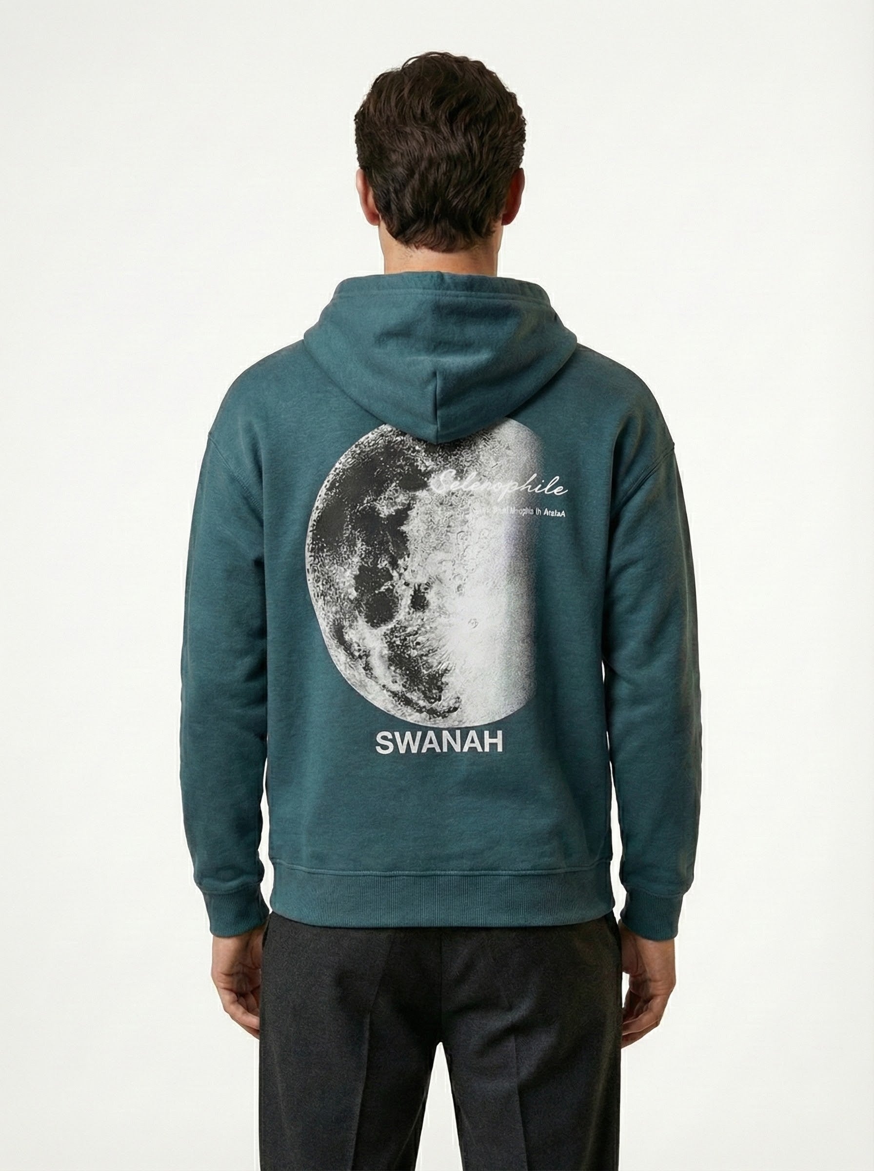 SWANAH Celestial Moon Graphic Dropshoulder Hoodie(300 GSM)