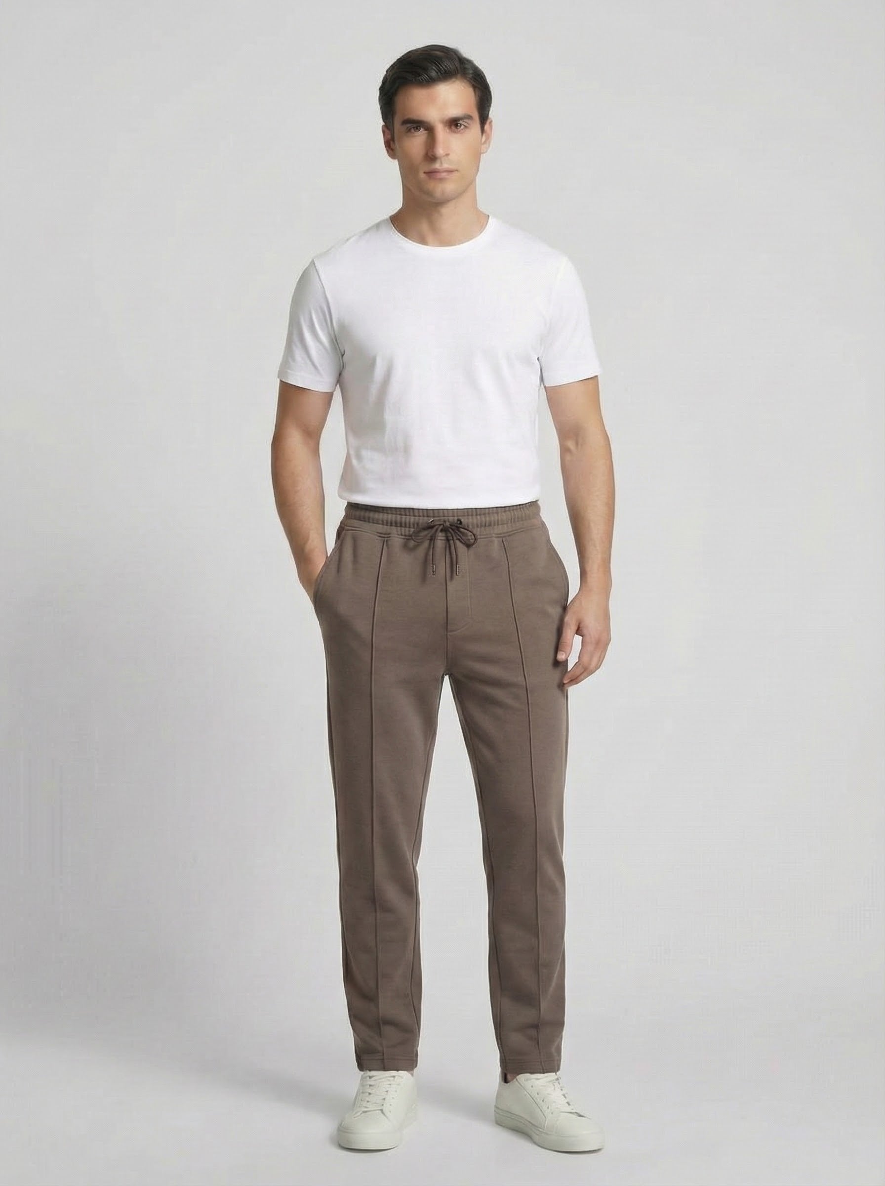 Brown Cotton Fleece Winter Trousers – Relaxed Fit