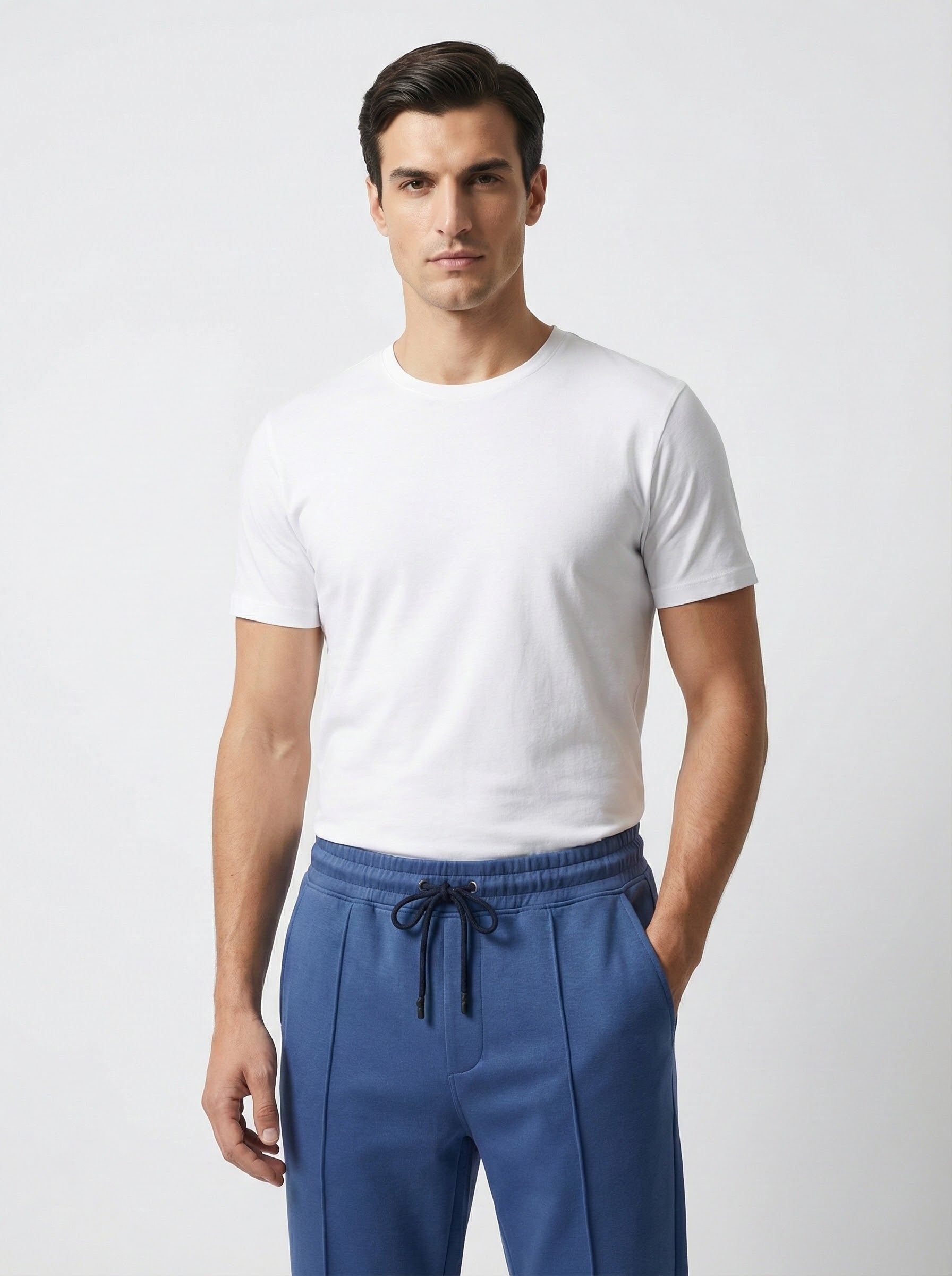 Royal Blue Cotton Fleece Winter Trousers – Relaxed Fit