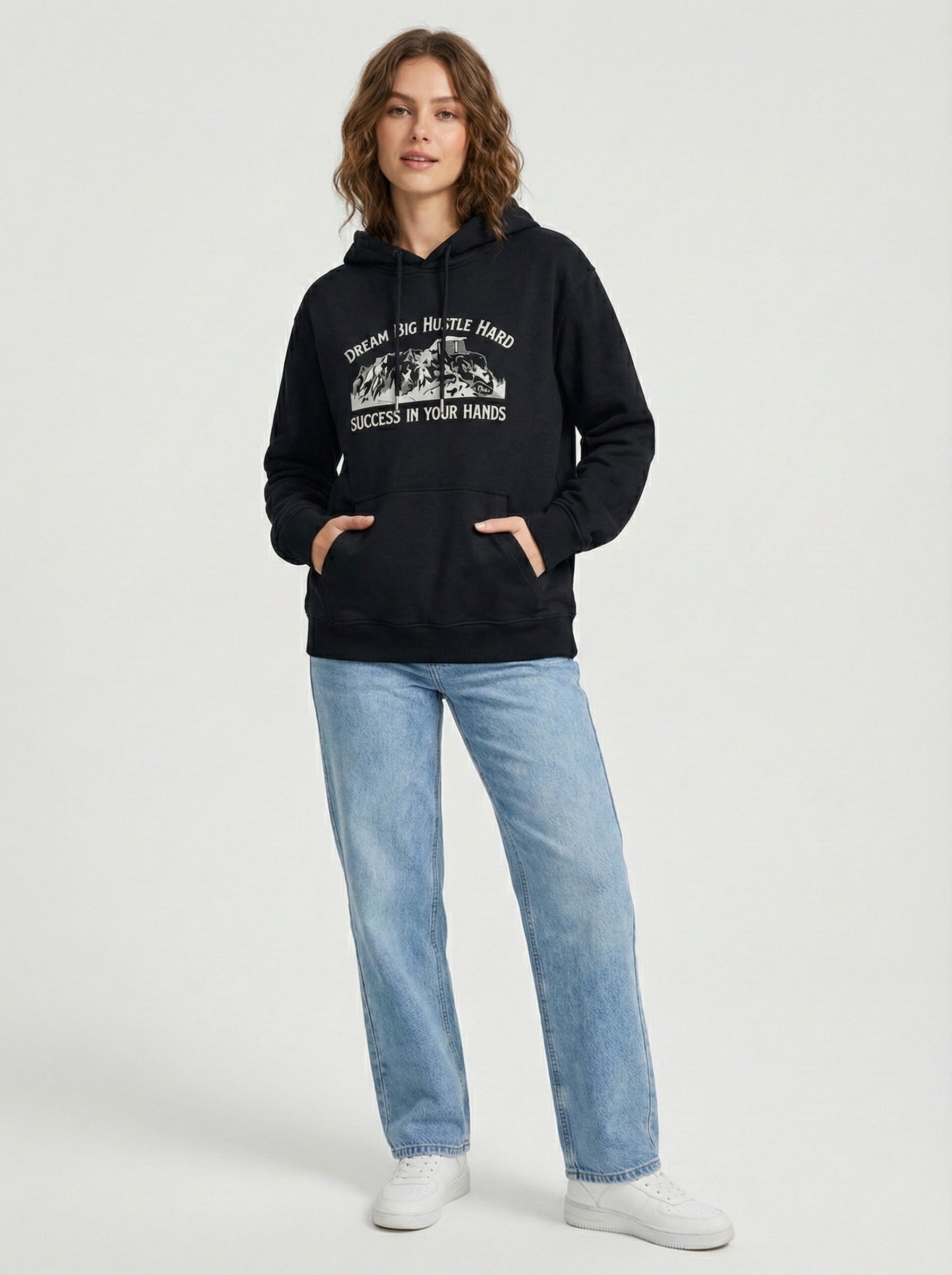 Drop Shoulder Hoodie - Premium Black(300 GSM)