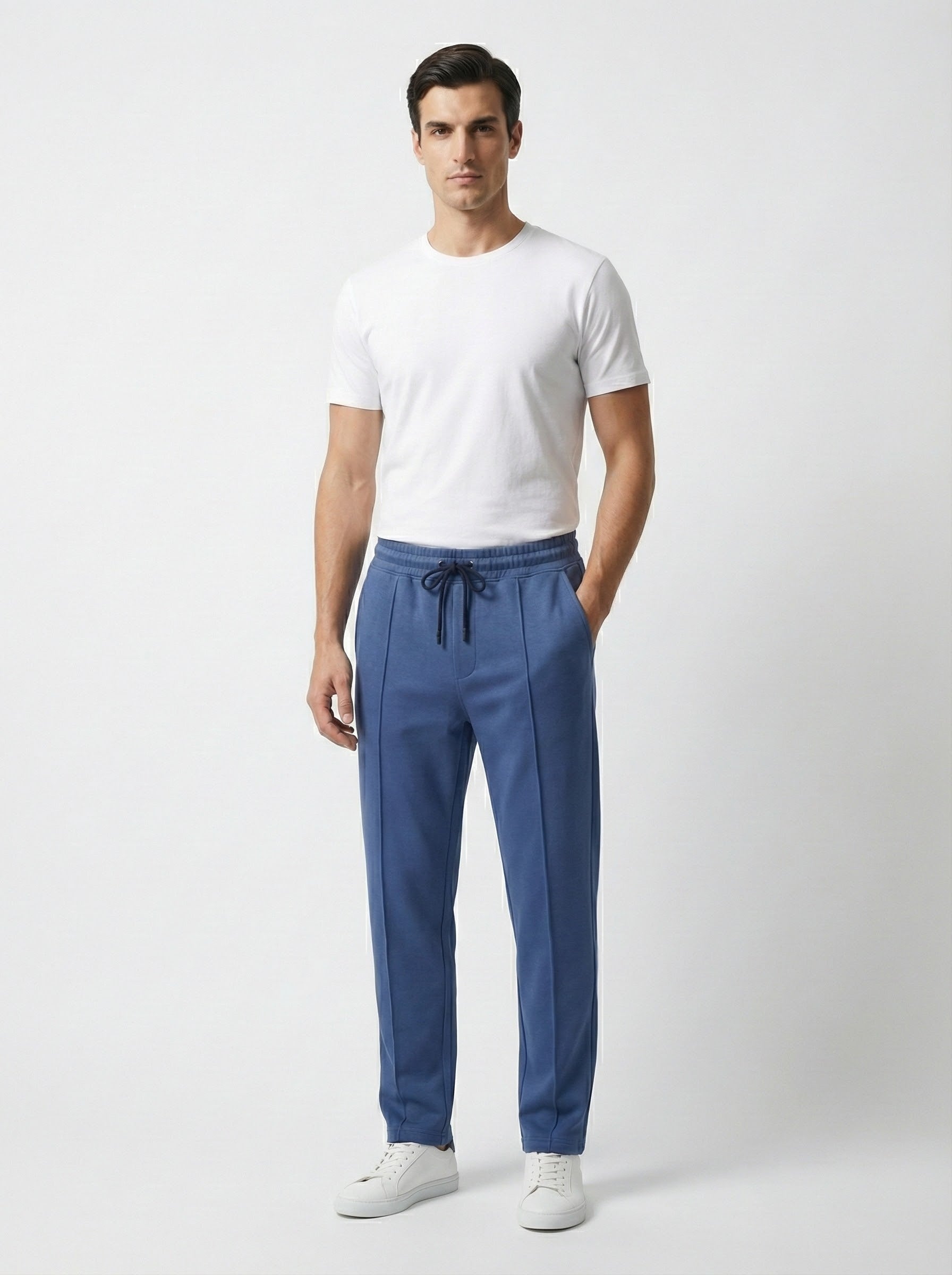 Royal Blue Cotton Fleece Winter Trousers – Relaxed Fit