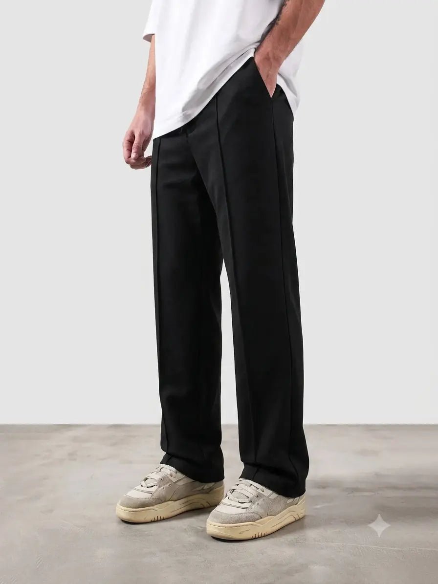 Premium Pure Cotton Baggy Black Straight-Fit Trousers - Swanah.Store