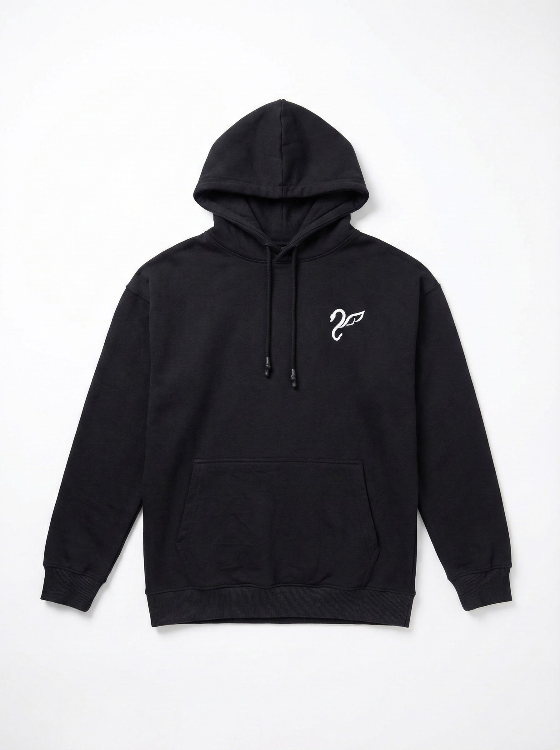Black Drop Shoulder Hoodie -  Back Graphic Pullover(300 GSM)