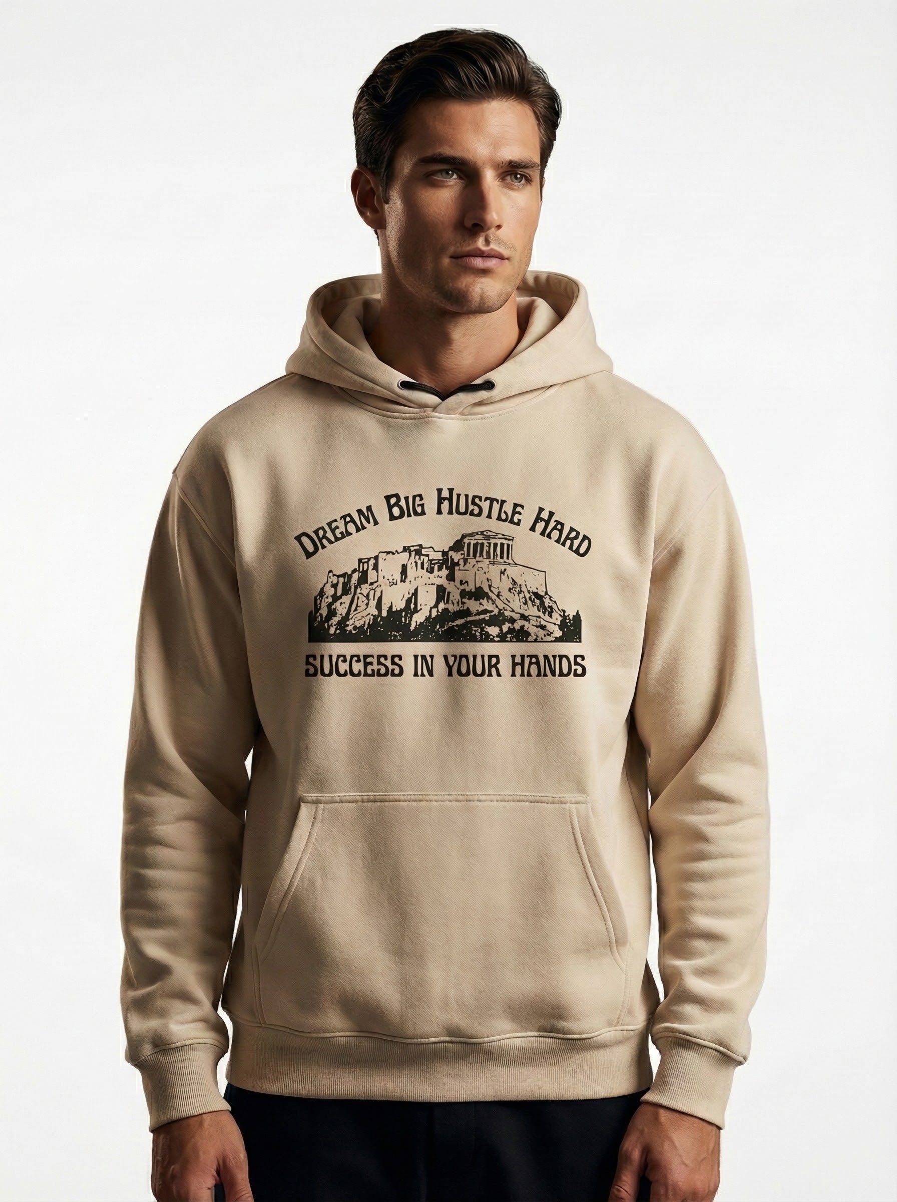 Drop Shoulder Hoodie - Premium Light Beige (450 GSM)