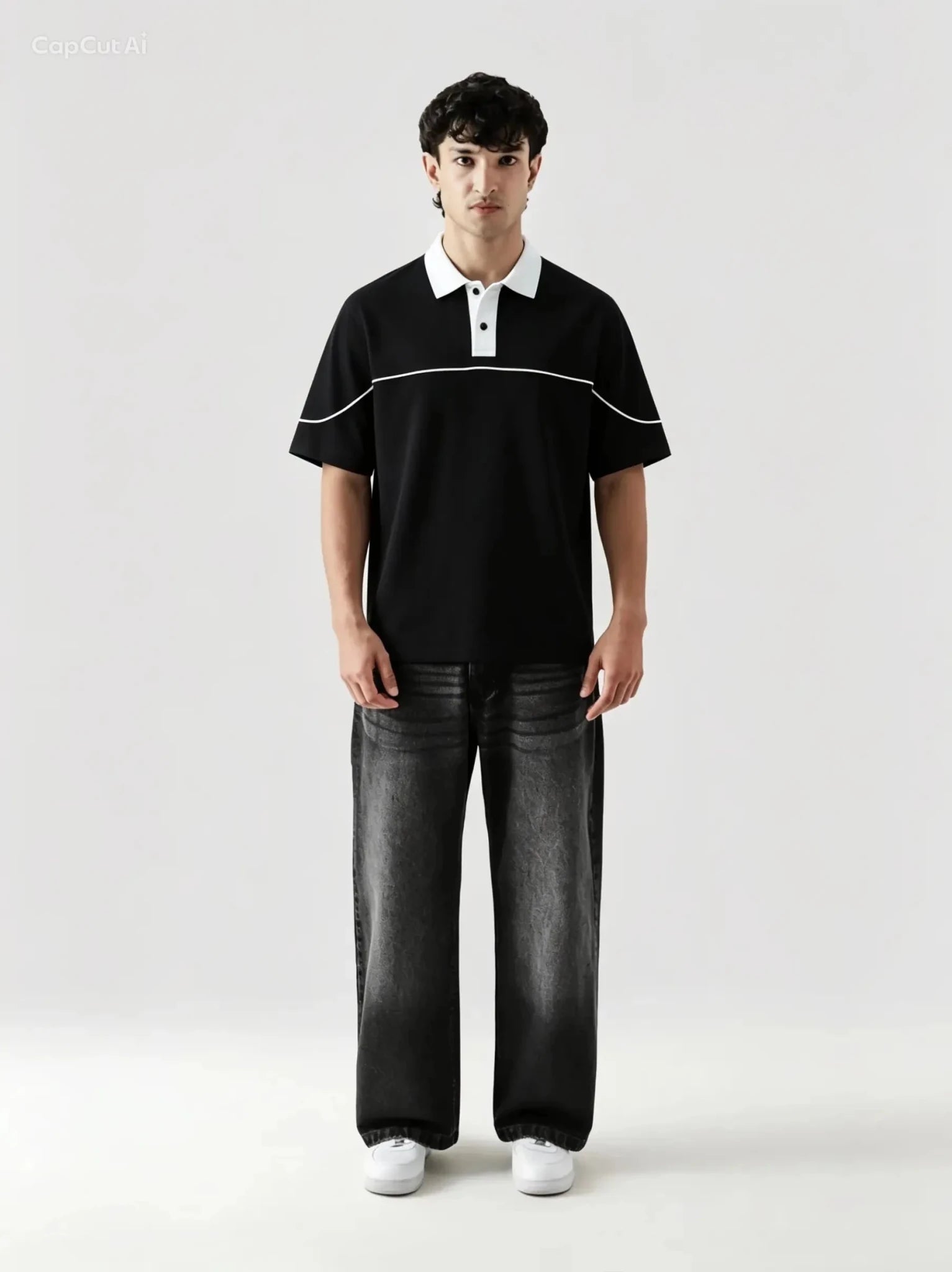 Monarch Polo — Black & White Contrast Collar - Swanah.Store