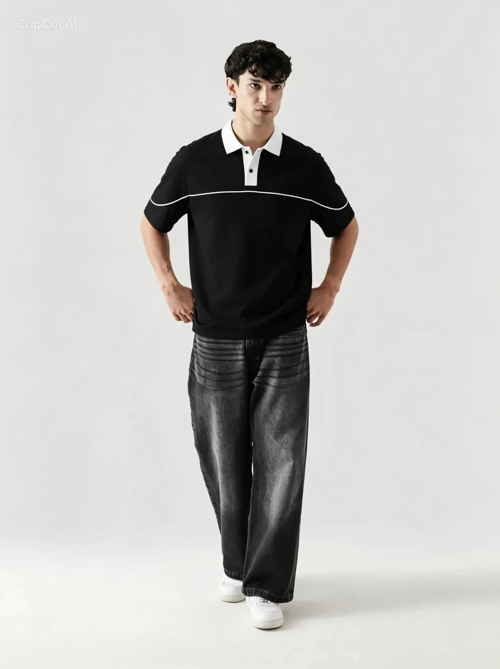Monarch Polo — Black & White Contrast Collar - Swanah.Store