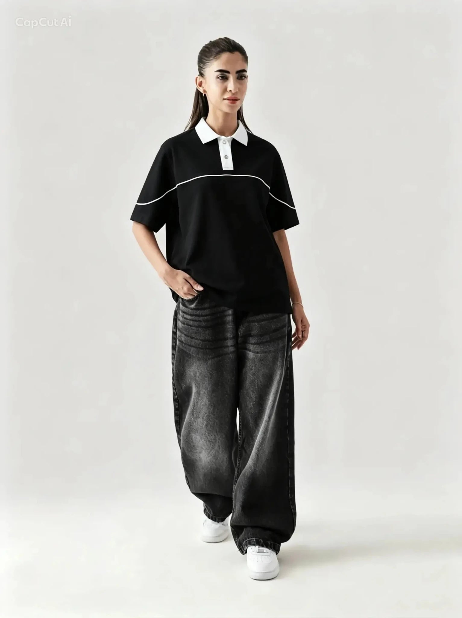 Monarch Polo — Black & White Contrast Collar - Swanah.Store