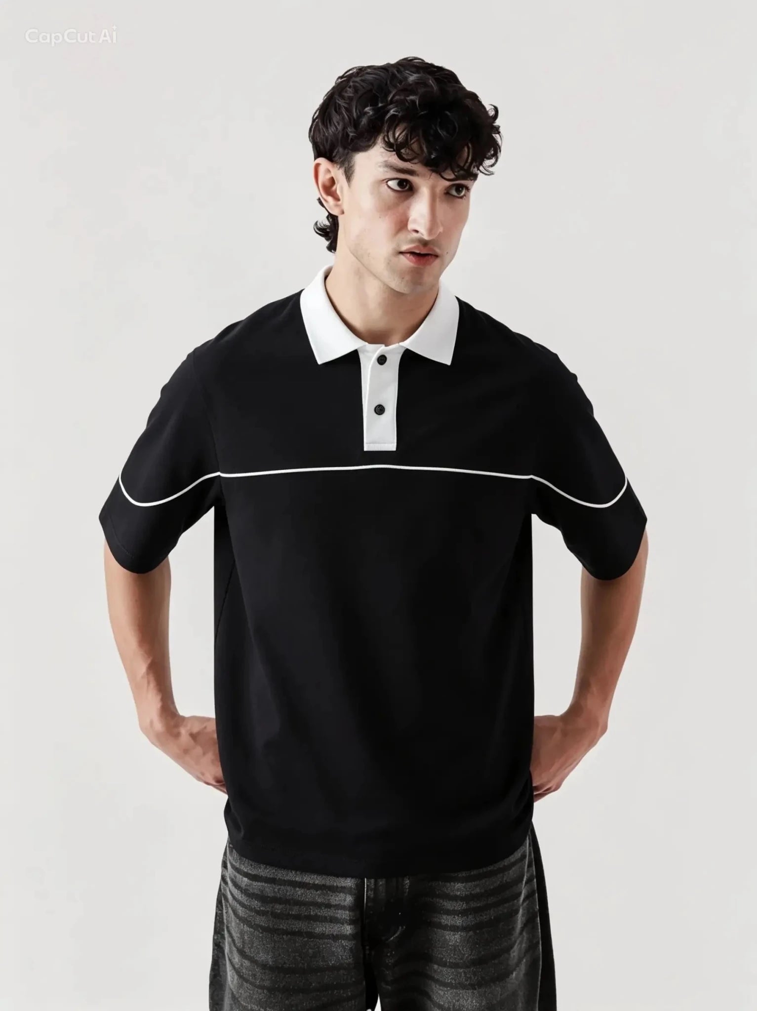 Monarch Polo — Black & White Contrast Collar - Swanah.Store