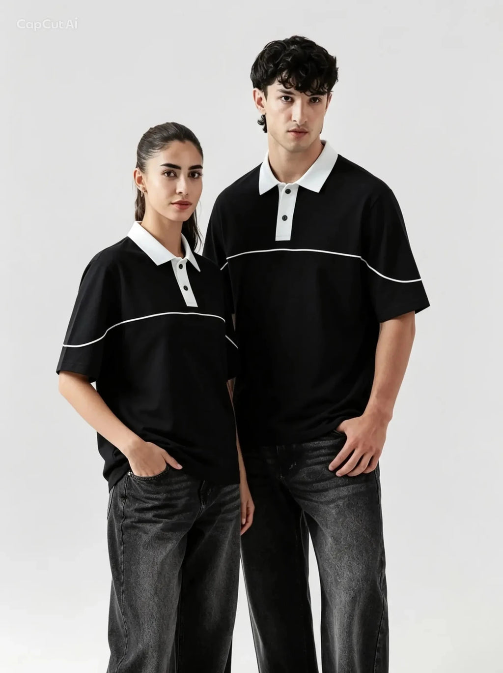 Monarch Polo — Black & White Contrast Collar - Swanah.Store