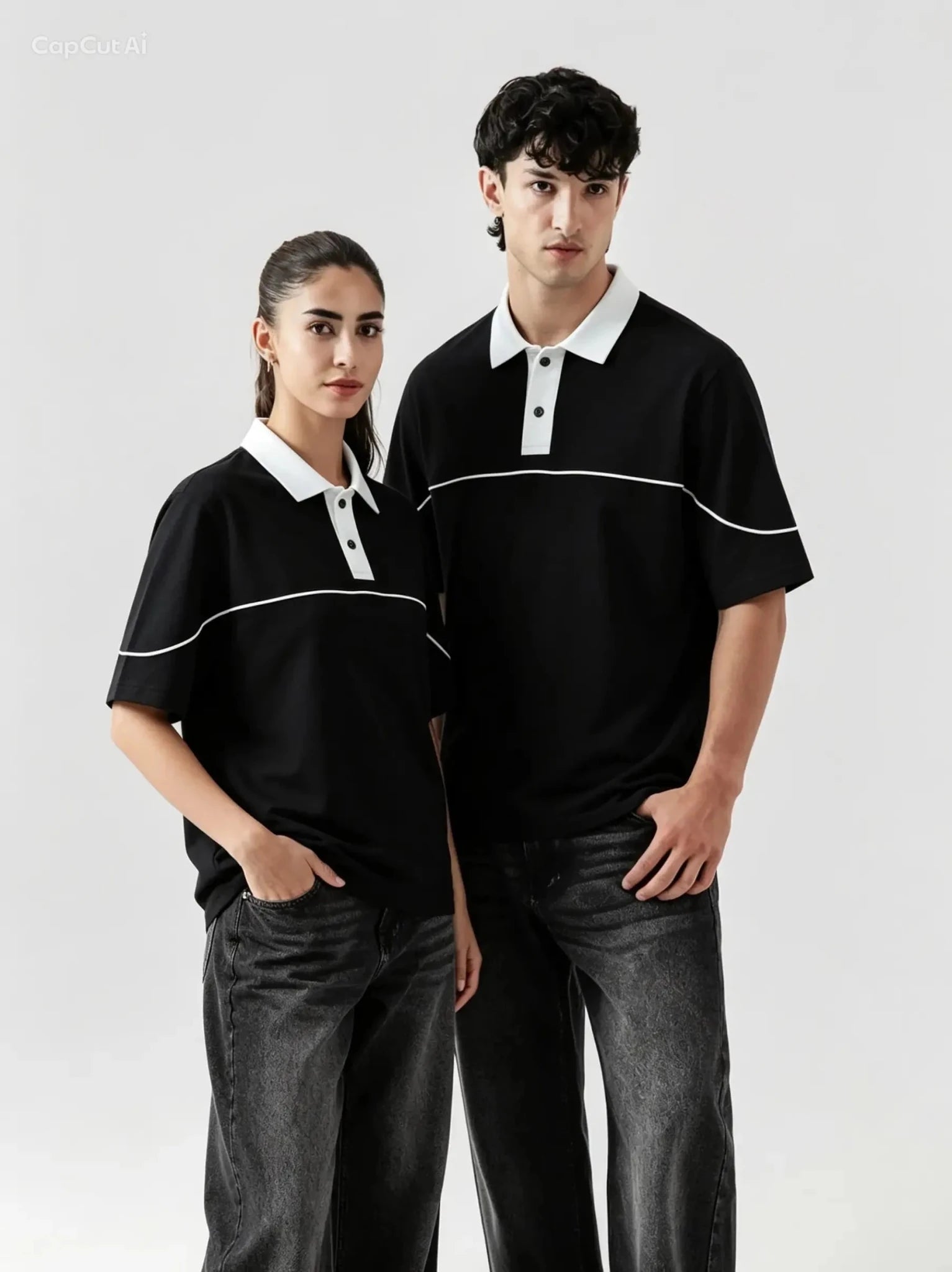 Monarch Polo — Black & White Contrast Collar - Swanah.Store