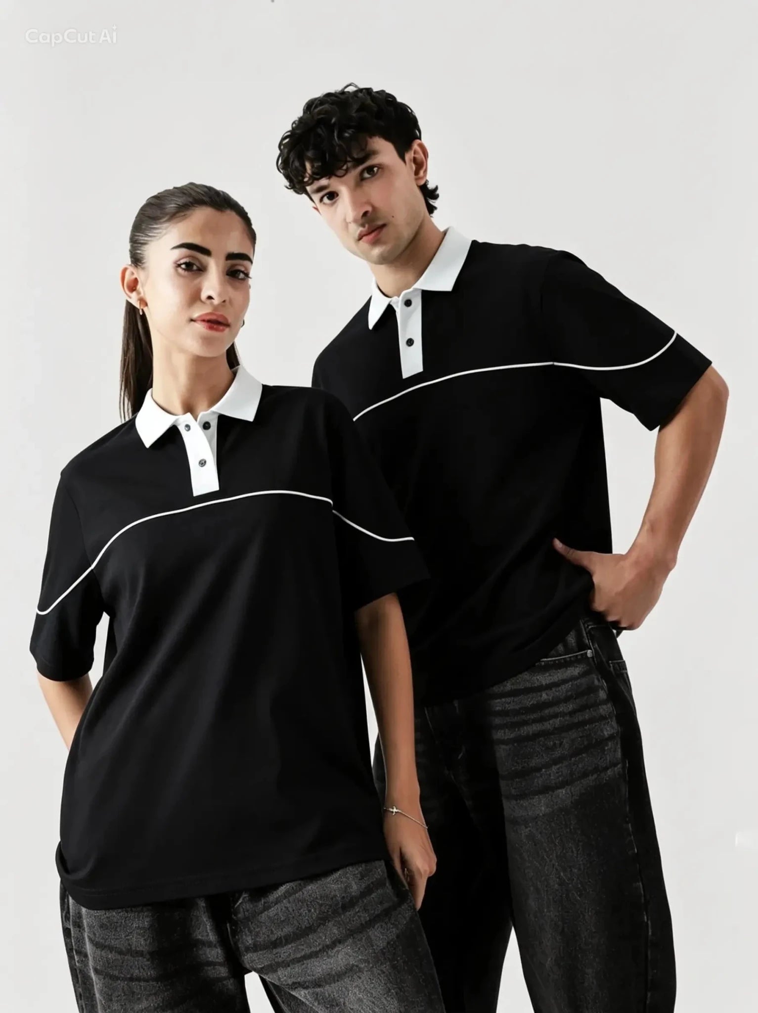 Monarch Polo — Black & White Contrast Collar - Swanah.Store