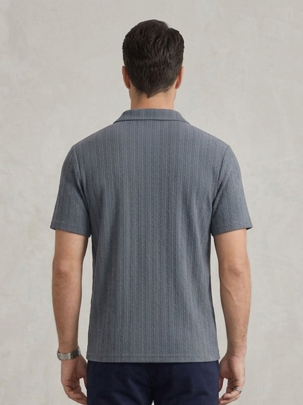 Swanah Men's Premium Textured Knit Polo Shirt - Grey
