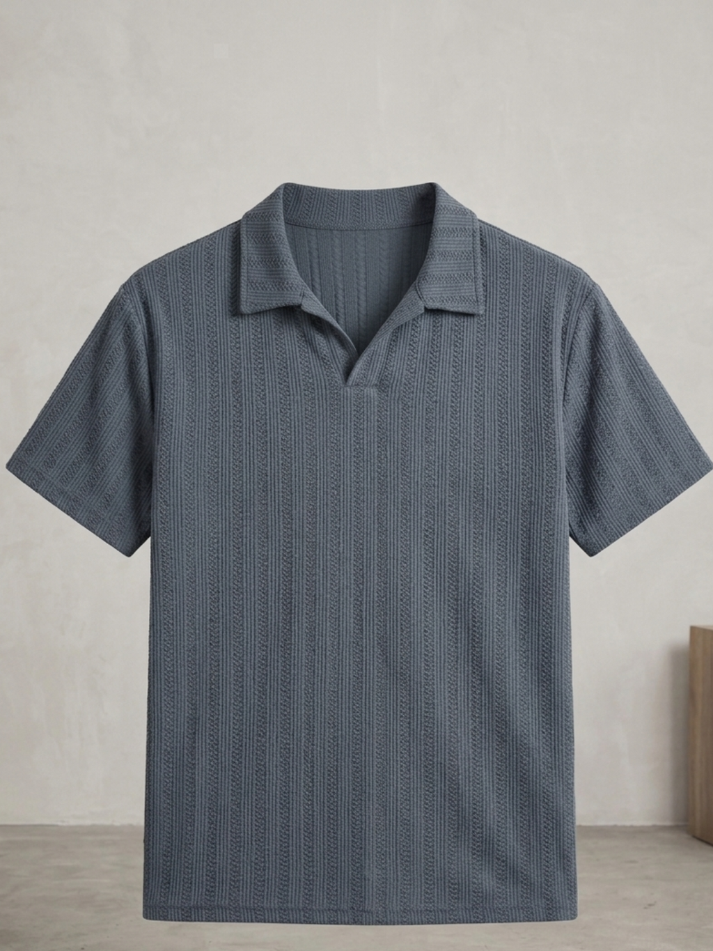 Swanah Men's Premium Textured Knit Polo Shirt - Grey