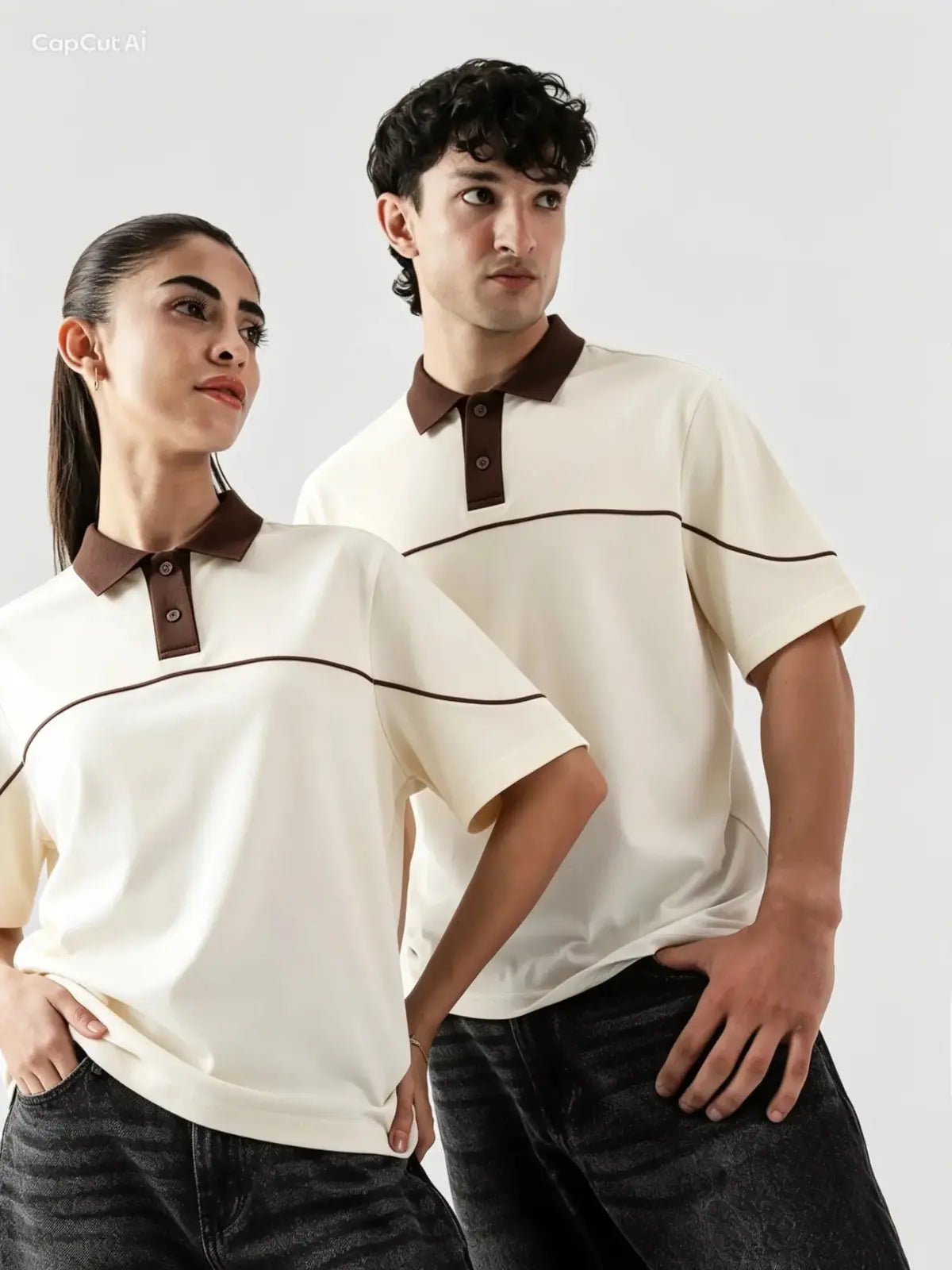 Monarch Polo — Ivory & Espresso Brown Contrast Collar - Swanah.Store