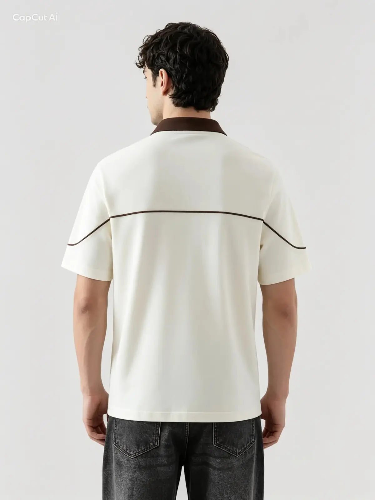 Monarch Polo — Ivory & Espresso Brown Contrast Collar - Swanah.Store