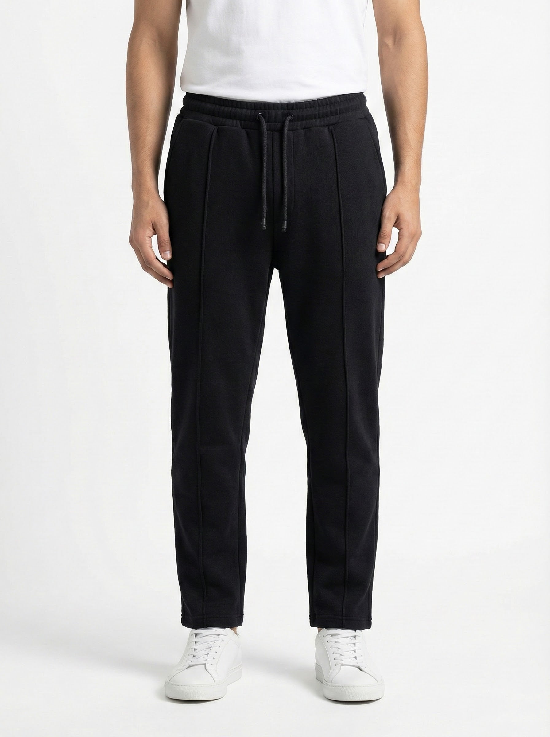 Black Cotton Fleece Winter Trousers with back pocket– Relaxed Fit