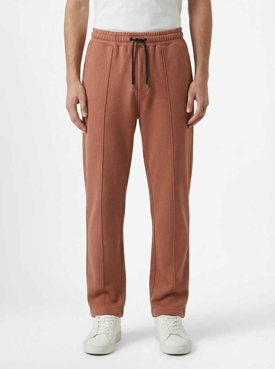 Brown Cotton Fleece Winter Trousers – Relaxed Fit