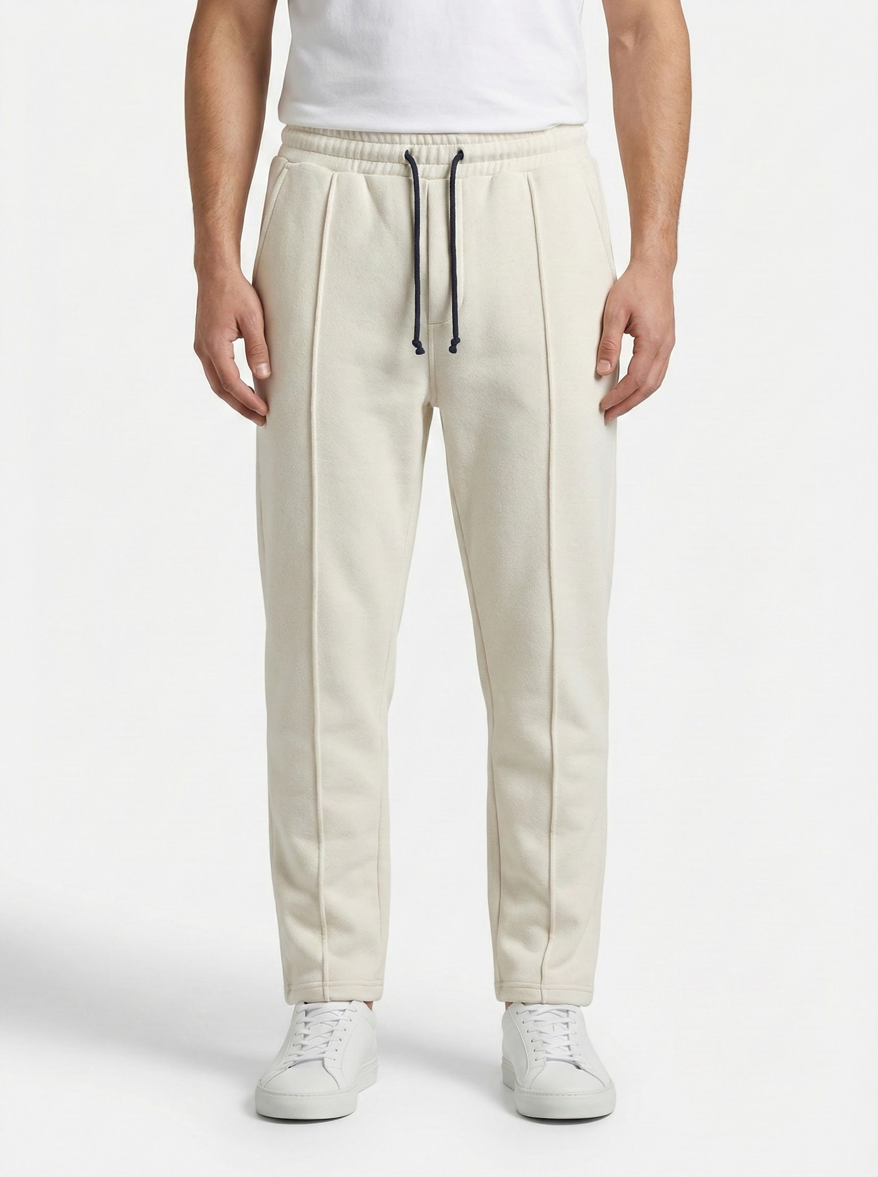 Cream Cotton Fleece Winter Trousers – Relaxed Fit