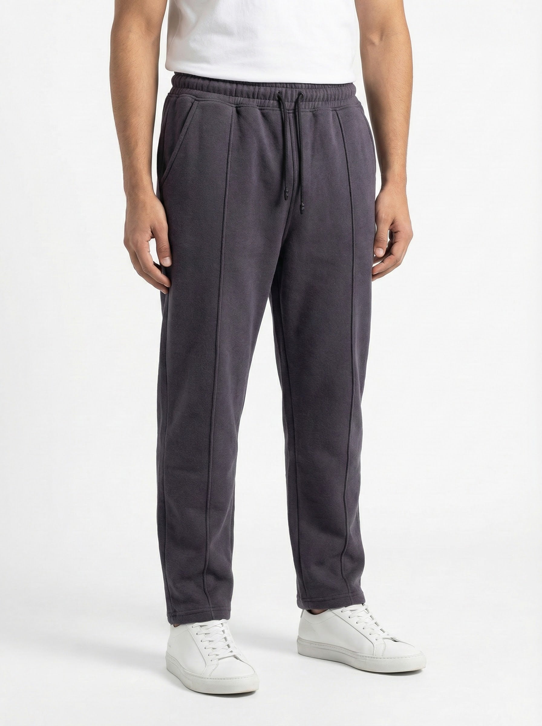 Dark Gray Cotton Fleece Winter Trousers – Relaxed Fit