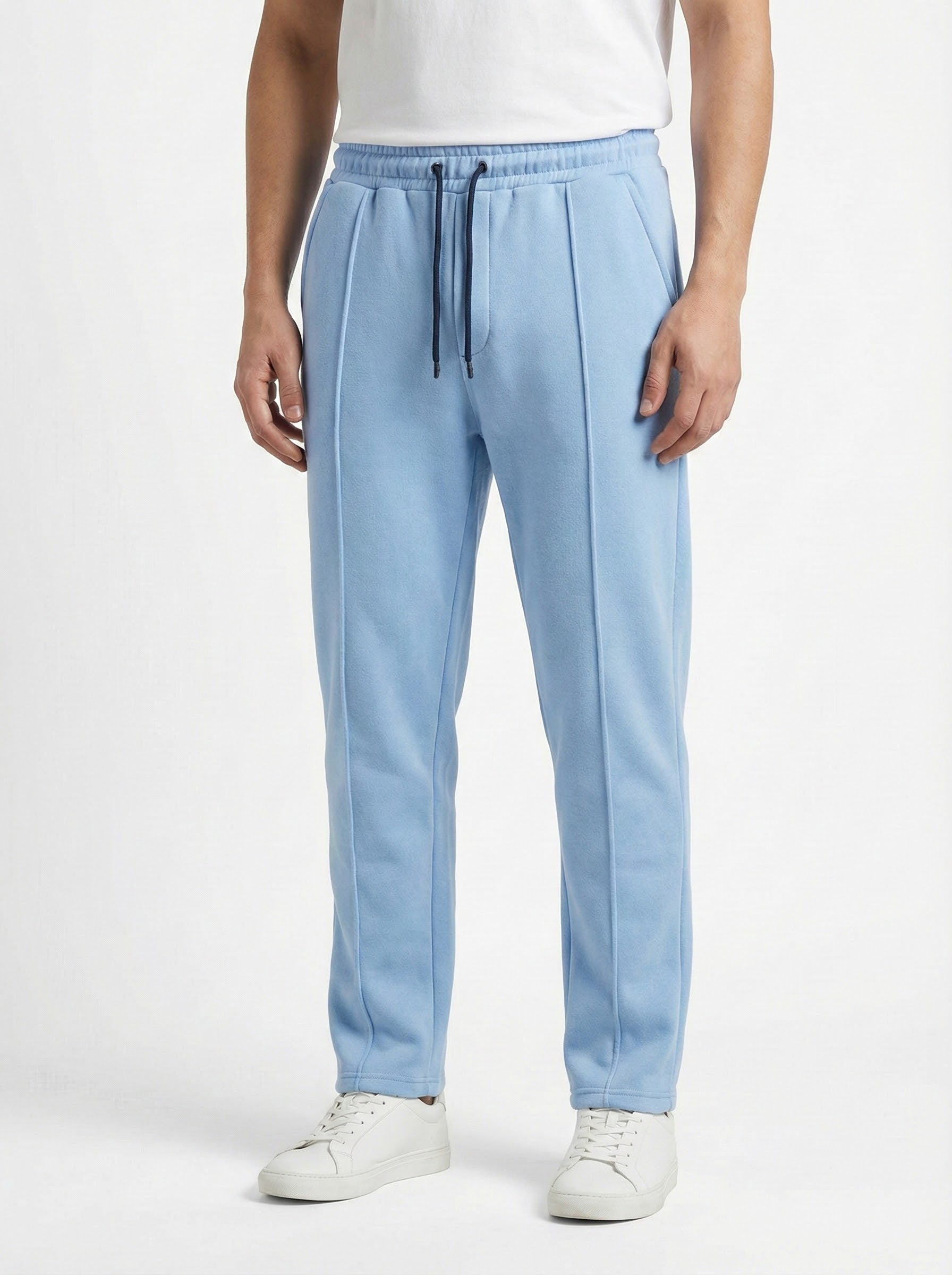 Light Blue Cotton Fleece Winter Trousers – Relaxed Fit