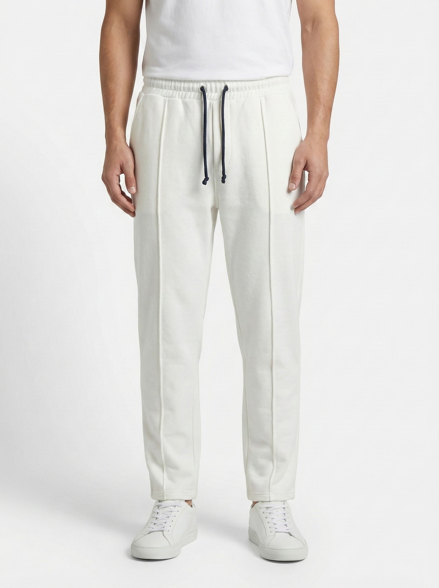 White Cotton Fleece Winter Trousers with back pocket– Relaxed Fit